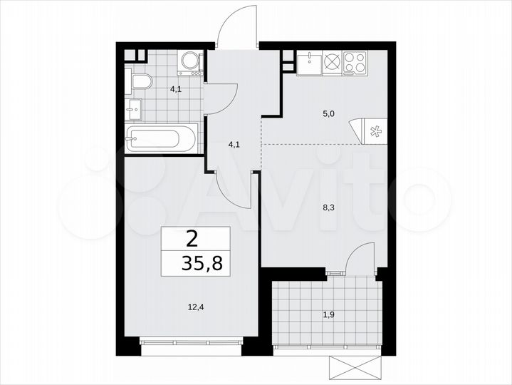 2-к. квартира, 35,8 м², 15/15 эт.