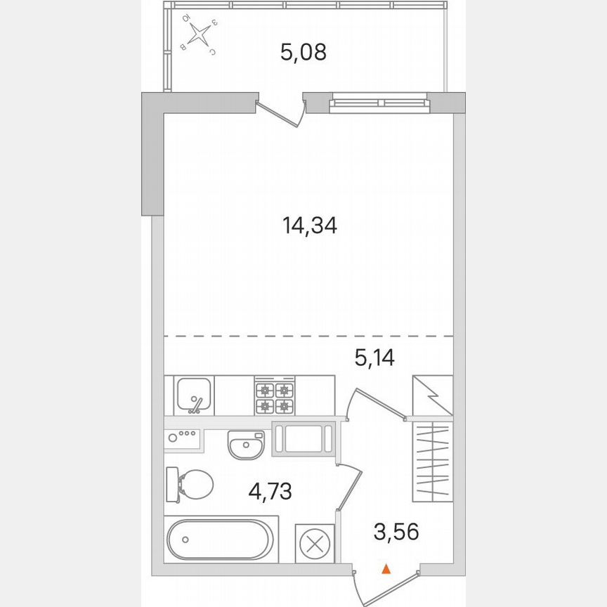 Квартира-студия, 29,3 м², 3/8 эт.