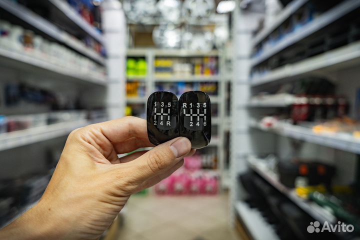 Ручка кпп, Кожа, Хромированное кольцо