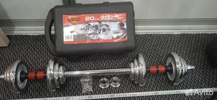 Гантели новые хромированные 20 кг со штангой