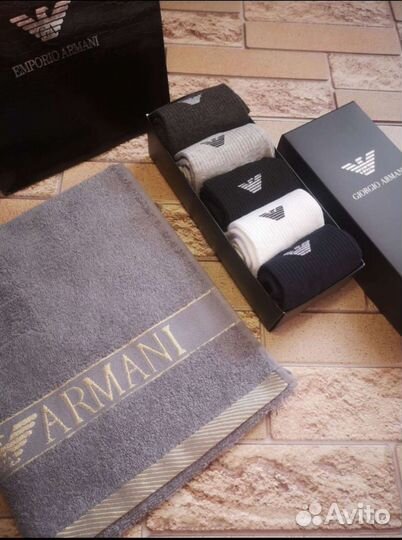 Полотенце armani 2 шт +10 пар носков 41-4