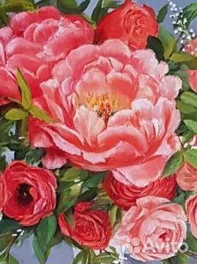 Букет. Цветы в вазе. Картина маслом на холсте