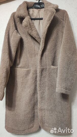 Шубка тедди, 44 р, в цвете пудра, 3500