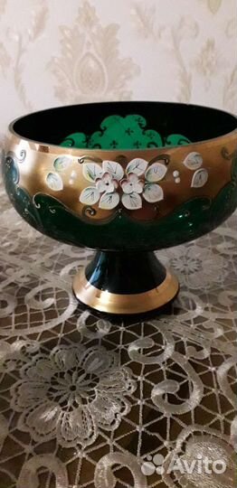 Ваза для фруктов богемия чешская