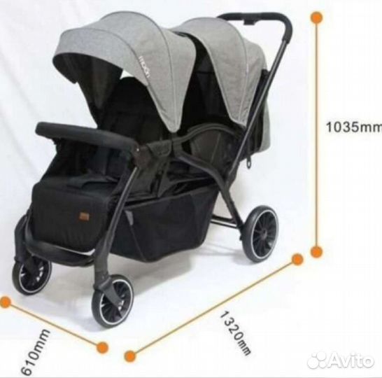 Коляска для двойни или погодок (тёмно серый)