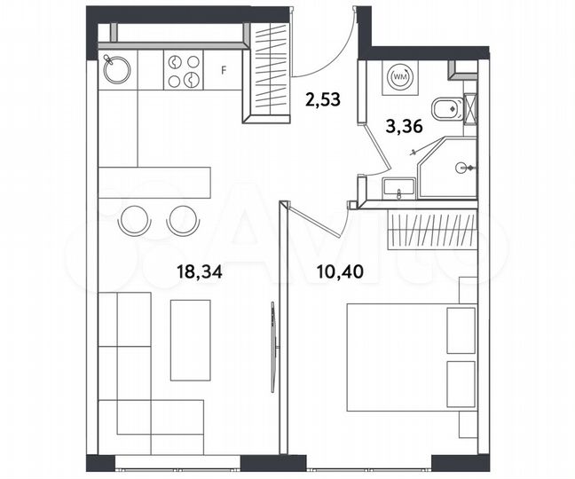 2-к. апартаменты, 35,3 м², 20/25 эт.