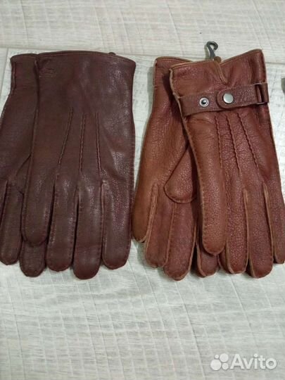 Мужские кожаные перчатки олень цветные 002 Н/швом