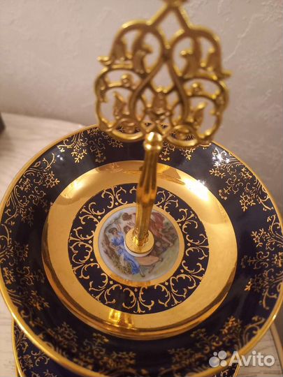 Этажерка горка конфетница кобальт Чехословакия фар