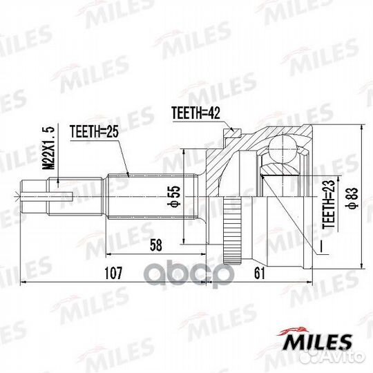 ШРУС наружный nissan sunny 1.5-1.8 90-98 (с ABS)