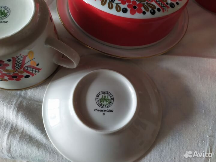 Винтажный чайный сервиз ГДР Фрайбергер