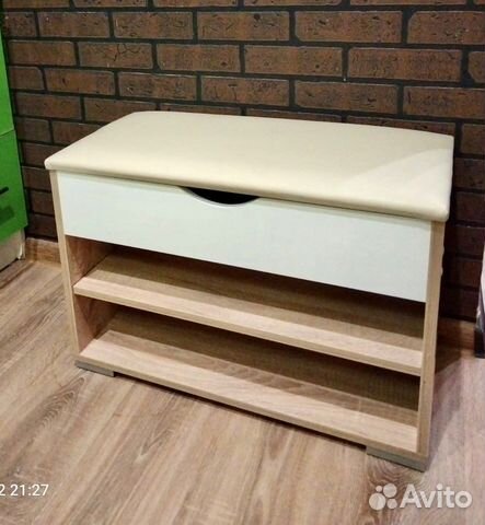 Тумба для обуви белая/ обувница с сидением