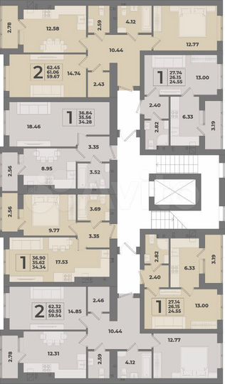 2-к. квартира, 62,5 м², 4/10 эт.