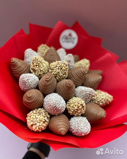 Съедобный букет из клубники в шоколаде «Шоко» -М