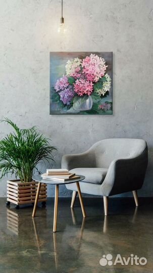 Гортензия картина 40х40см для гостиной или спальни