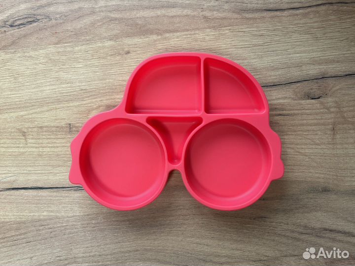 Тарелка силиконовая детская красная