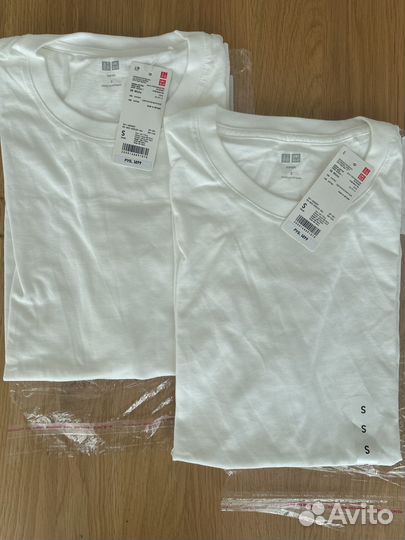 S. Supima белая uniqlo новая футболка