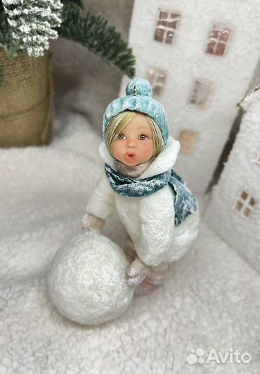 Ватная елочная игрушка ручная работа