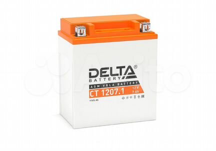 Аккумулятор Delta 7 Ач CT 1207.1 (YTX7L-BS)