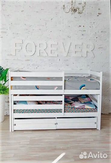 Детская кровать выдвижная матрёшка с ящиками