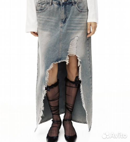 Джинсовая юбка длинная