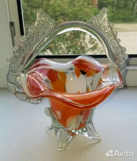 Ваза, конфетница,рог цветное стекло СССР