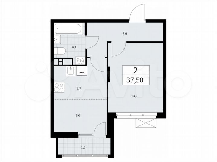 2-к. квартира, 37,5 м², 15/19 эт.