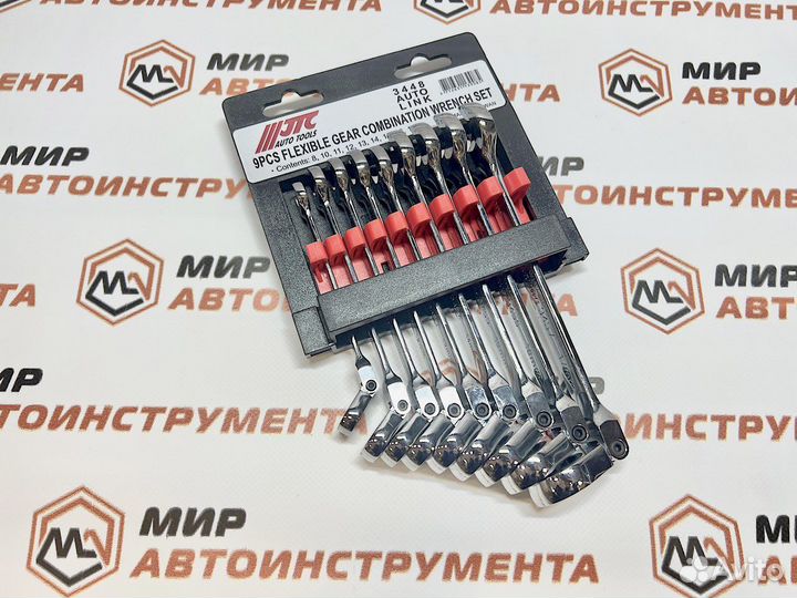 Набор комб трещоточных ключей с подвиж головкой