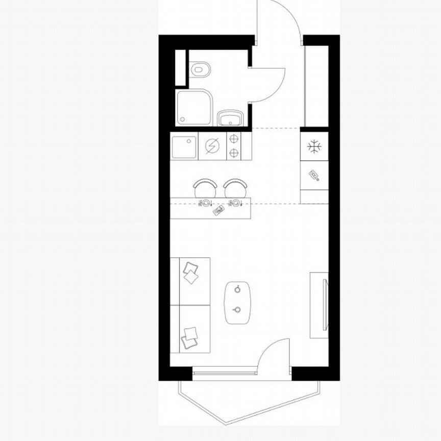 Квартира-студия, 22,5 м², 2/24 эт.