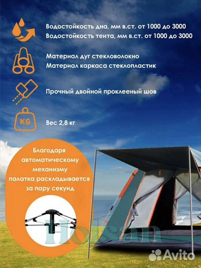 Палатка летняя 215-215 автомат теплый пол