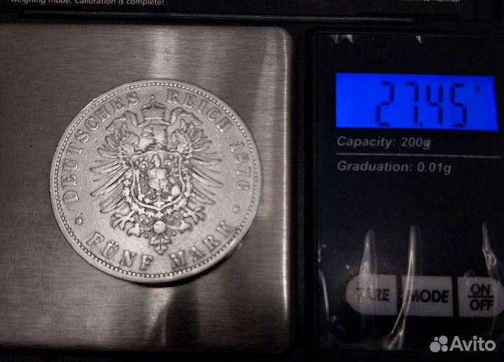 Серебро Германии 5 марок 1876г, 2 марки 1913г