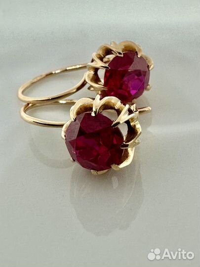 Серьги кувшинки золотые СССР 583 проба