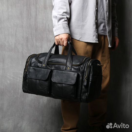 Мужская дорожная сумка натуральная кожа спорт RB36