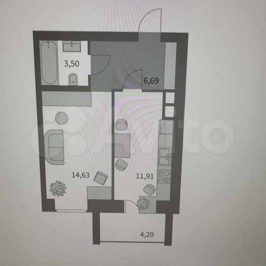 1-к. квартира, 40,9 м², 2/11 эт.
