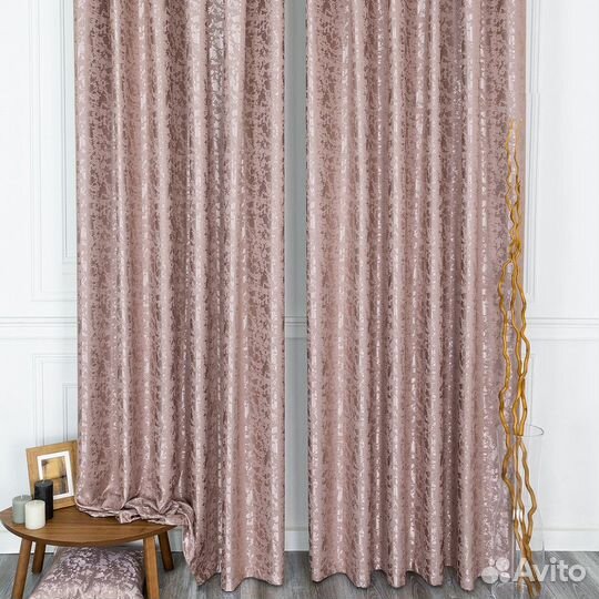 Портьеры рогожка Версаль Розовый шторы занавески