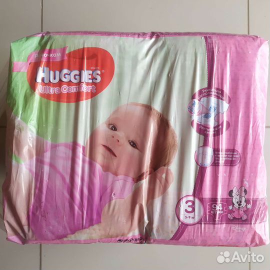 Huggies ultra comfort 3 (5-9кг.) 94 штуки