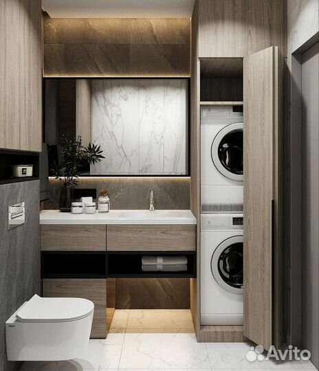 Встроенный шкаф в ванную комнату, под ключ