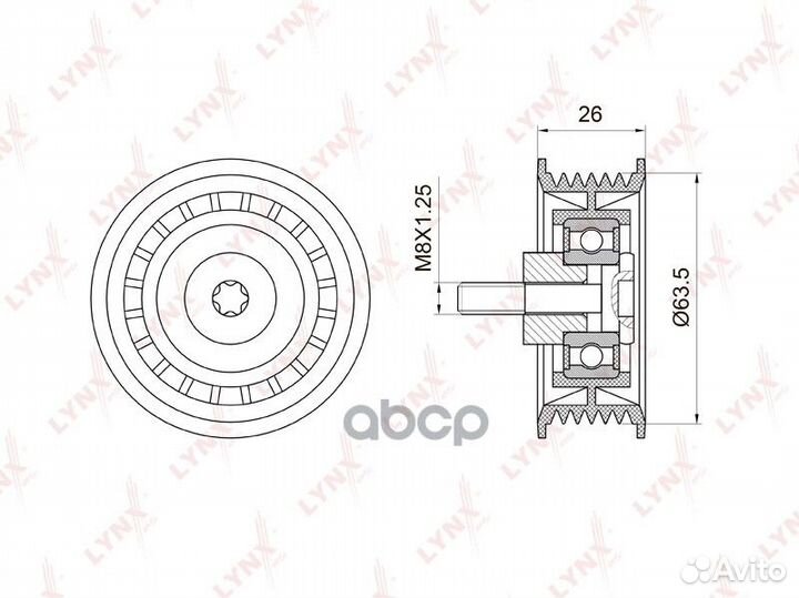 Ролик обводной приводного ремня PB7029 lynxauto