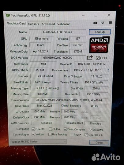 Видеокарта Rx 580 8 Gb Gaming X