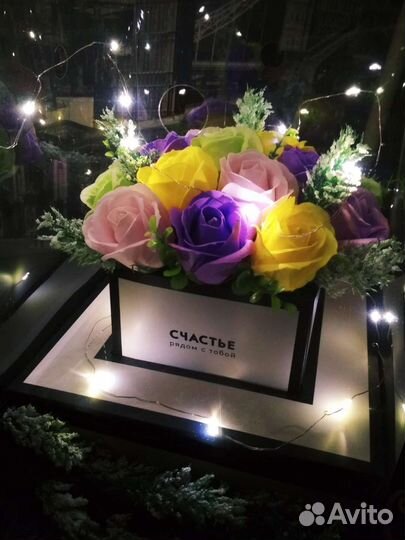 Букет-светильник из мыльных роз на подарок