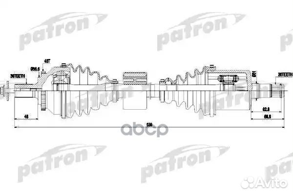 Полуось передняя левая 36X536X26 ABS: 48T volvo