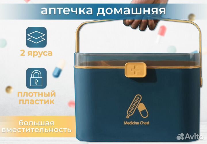 Аптечка, контейнер для лекарств с ручкой