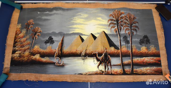Папирус из Египта. Картина. 122 см. х 64 см
