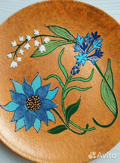 Декоративная настенная тарелка ручная работа