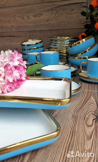 Столовый сервиз на 6 персон 32 предмета голубой