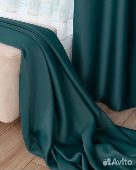 Комплект штор блэкаут Марсель Зеленый опал