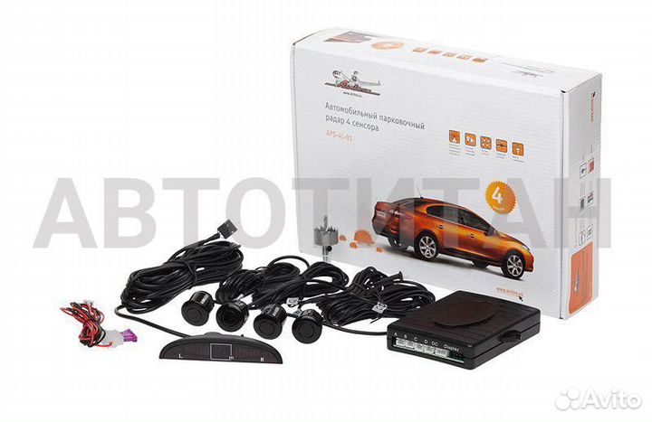 Парковочный радар 4 датчика, светодиодный экран 4