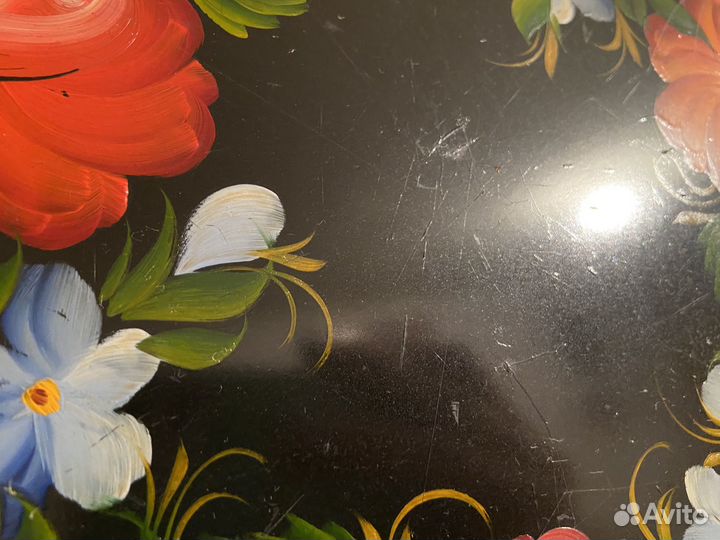 Поднос металлический с ручной росписью СССР