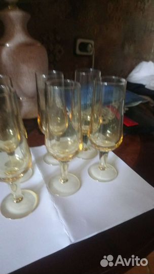 Фужеры цветное стекло Чехия цвет янтарь