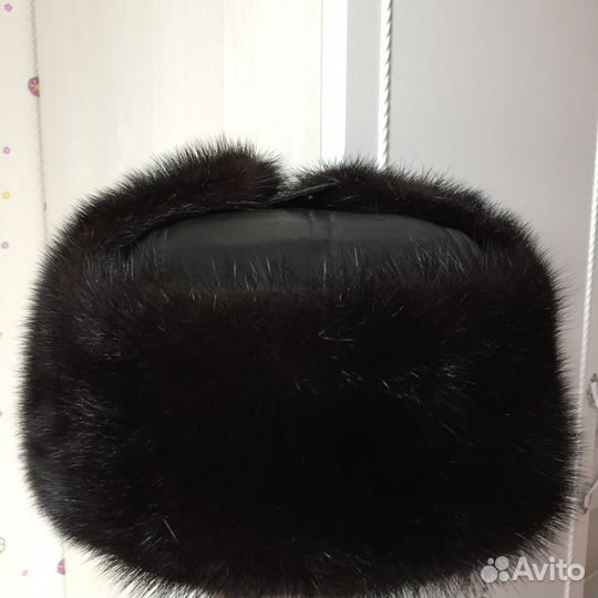 Шапка мужская норка и кожа
