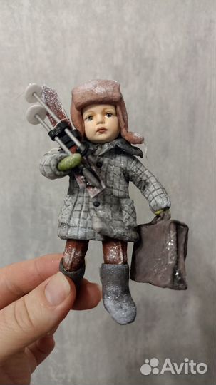 Ватная ёлочная игрушка, дети ссср, винтажная